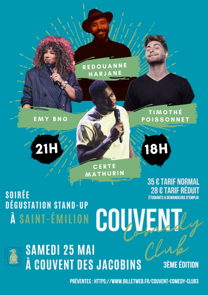 En Mode Week-End : Cap sur le Couvent Comedy Club à Saint-Émilion 1 Couvent_Comedy_Club_mai
